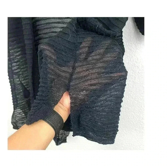 Lauren Michelle Women's Black Sheer Textured Cardigan Sz Medium Open Front - Picture 5 of 6